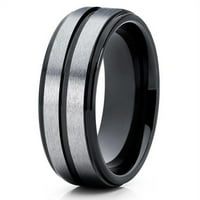 - Crni zaručnički prsten od volframa-Sivi prsten od volframa - muški zaručnički prsten