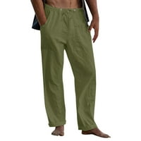 Muške Ležerne jednobojne hlače Pune dužine, široke hlače s džepom na kopčanje i vezicama, Ležerne modne hlače
