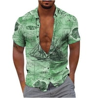 Odeerbi Havajska košulja za muškarce grafičke košulje na plaži modni povremeni gumbi okretanje bluze kratkih rukava