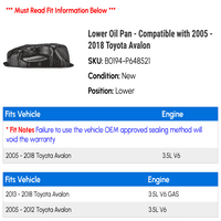 Donja tava za ulje - kompatibilna s - Toyota Avalon 2017