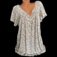Rutainlusire Women Tops u prodaji pod $ Women Plus veličine kratkih rukava V-izrez za tiskanje bluze pulover majice