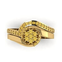 0K okrugli dijamant s imitacijom žutog dijamanta od žutog zlata 14k $ s naglascima veličina vjenčanog kompleta