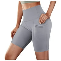 Ženske joga kratke hlače visokog struka s džepovima za jogu, kratke hlače za kontrolu trbuha, hlače za vježbanje
