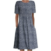 Hoksml mini haljina ljeto, ženski ljetni boemski print kratki rukavi haljina dužine koljena