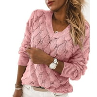 Gemijacka ženski V vrat pulover dugih rukava Lagani pletevi s džemperima noviteti džemperi