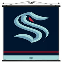 Seattle Kraken - plakat zida logotipa s magnetskim okvirom, 22.375 34