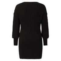 Pletena haljina s izrezom u obliku slova U, uvijanje, ženska suknja od džempera srednje duljine, ženska ležerna