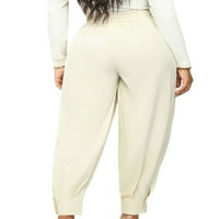 Colisha žene dno hlača široke noge solidne boje palazzo gaćice casual ljetne hlače visokog struka bijela m