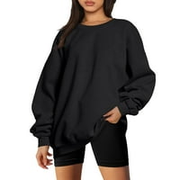 Entyinea ženske dukseve bez kapuljače slatka trendi djevojčica košulja ležerna pulover dugih rukava crni m