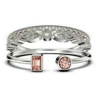 Minimalistički prsten s otvorenim pojasom 1. Karat okrugli rez morganit i dijamantski moissanit zaručnički prsten,