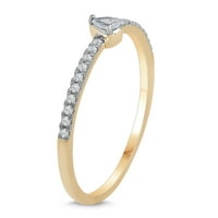 10k žuto zlato CTW Dijamantni kruški središnji prsten