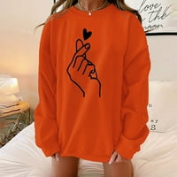 Ženski ležerni preveliki džemper s okruglim vratom s spuštenim ramenima i dugim rukavima narančasta;