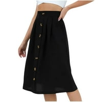 Ženske elegantne casual suknje, modna nabrana jednobojna kratka suknja visokog struka, široka suknja u crnoj boji