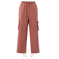 Muške teretne hlače s više džepova ravne hlače za jogging muške Casual hlače širokog kroja crvene boje