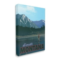 Stupell Industries Montana putovanja Muharenje jezero planine Pejzaž Galerija grafičke umjetnosti omotano platno
