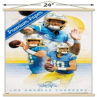 Zidni plakat Los Angeles Chargersa-Justin Herbert u magnetskom okviru, 22.375 34