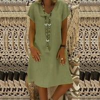 Ljetne Ležerne haljine za žene Plus size od pamuka i lana, široka ugrađena sunčana haljina, haljina za plažu s