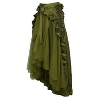 + Ženska Steampunk Maksi suknja s volanima s visokim niskim rubom, gotička odjeća, srednjovjekovne duge mrežaste