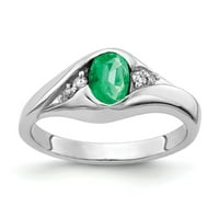 Čvrsto Bijelo zlato 14k ovalno 6 puta smaragdno zeleni svibanjski dragulj vs dijamant zaručnički prsten veličine