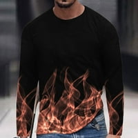 + Muški puloveri, košulje, nova modna majica s printom plamena s dugim rukavima, široki pulover s okruglim vratom,