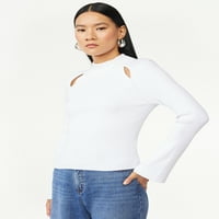 Scoop ženski dugački izrezani džemper za pletenje s dugim rukavima, veličine xs-xxl