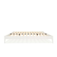 Okvir kreveta na platformi od 15 od 15, moderni krevet od punog drveta, bijela bjelokost
