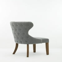 Blagovaonska stolica od lana i drveta u boji s punim naslonom, siva