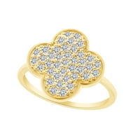 0. Karat okrugli oblik bijeli prirodni dijamantni zaručnički prsten u 14K žutom zlatu veličine 7