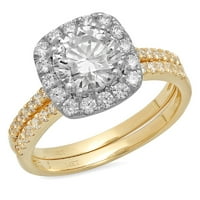 1. prirodni kultivirani dijamant okruglog reza od 18K žutog i bijelog zlata od žutog i bijelog zlata od 18k vjenčanog