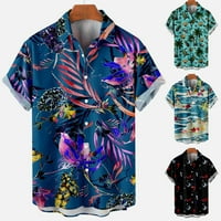 Symoid muška majica bluze- Havajski okretni ovratnik ležerna velika i visoka ljetna muška majica majice veličine