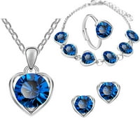 Ženski prstenovi Modni Kristal Slip Heart ogrlica naušnice prsten narukvica četiri seta popust do 65% na blagajni