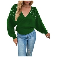 Ženski džemper s dugim rukavima s dugim rukavima, Casual labavi akrilni jednobojni ženski modni Casual Top, Ženska