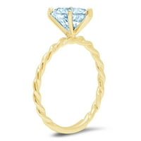 2,0-karatni plavi dijamantni zaručnički prsten u obliku srca 14-karatno žuto zlato, veličina 5