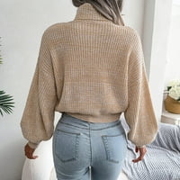 Ženska modna ležerna dolčevita s dugim rukavima, pleteni džemper, džemper s visokim vratom, e-mail