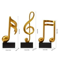 Trodijelni set glazbene note Dekorativna figurica glazbene poklon figurice klavirska skulptura Kućni umjetnički