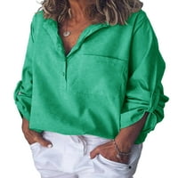 Ženske majice na kopčanje, košulje na kopčanje, bluza s izrezom u obliku slova a, jesenska tunika sa zasukanim