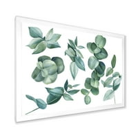 DesignArt 'eukaliptus lišće u tamnozelenom' tradicionalnom uokvirenom umjetničkom tisku