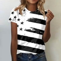 SKSLOEG Womens bluza plus size Business Tops američka zastava tiskana radna košulja s kratkim rukavima Odjeljni