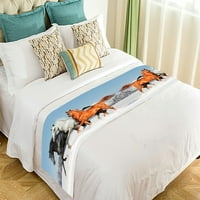 Tri konja u zimskom poljskom krevetu trkač kreveta šal dekor kreveta