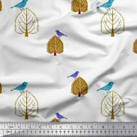 Baršunasta tkanina s otiskom ptica i drveća širokog dvorišta