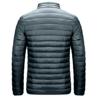 Zimski kaputi za muškarce, Muška Casual jakna s patentnim zatvaračem s dugim rukavima, siva, 4 inča