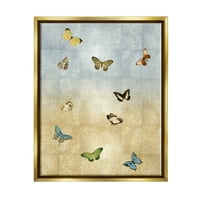 Različiti uzorak insekata leptira životinje i insekti grafička umjetnost metalik zlato uokvireno umjetničko print