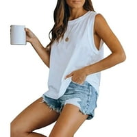 Ženski ljetni prsluk bez rukava, široka ležerna majica s okruglim vratom, osnovne majice