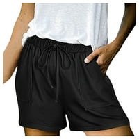 Ženske kratke hlače s vezicama udobne sportske elastične kratke sive boje