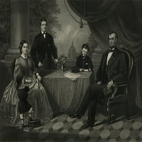 Predsjednik Lincoln sa svojim obiteljskim plakatom tiskom znanstvenog izvora