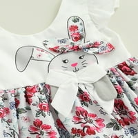 Ineven Uskrsni mališani djevojački djevojčica koja odgovara odjeći leteći rukav zekovi cvjetni cvjetni haljina