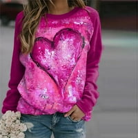 Žene Valentinovo dukserica dugih rukava moda Ljubavni srčani print patchwork bluza casual labavi pulover vrhovi