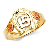 Dragulji žuto, bijelo i ružičasto trobojno zlato 14k petnaesti rođendan prsten iz doba kraljice veličine 7,5