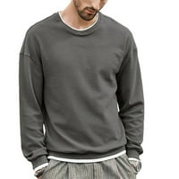Muški džemper, jednobojni modni Pleteni gornji dio s okruglim vratom S dugim rukavima, Sivi Abouil