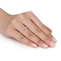Ženski koktel prsten od ružičastog zlata s morganitom i dijamantom od 14 karata